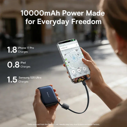 Baseus 45W 10000mAh Mini Power Bank Built-in USB-C Cable