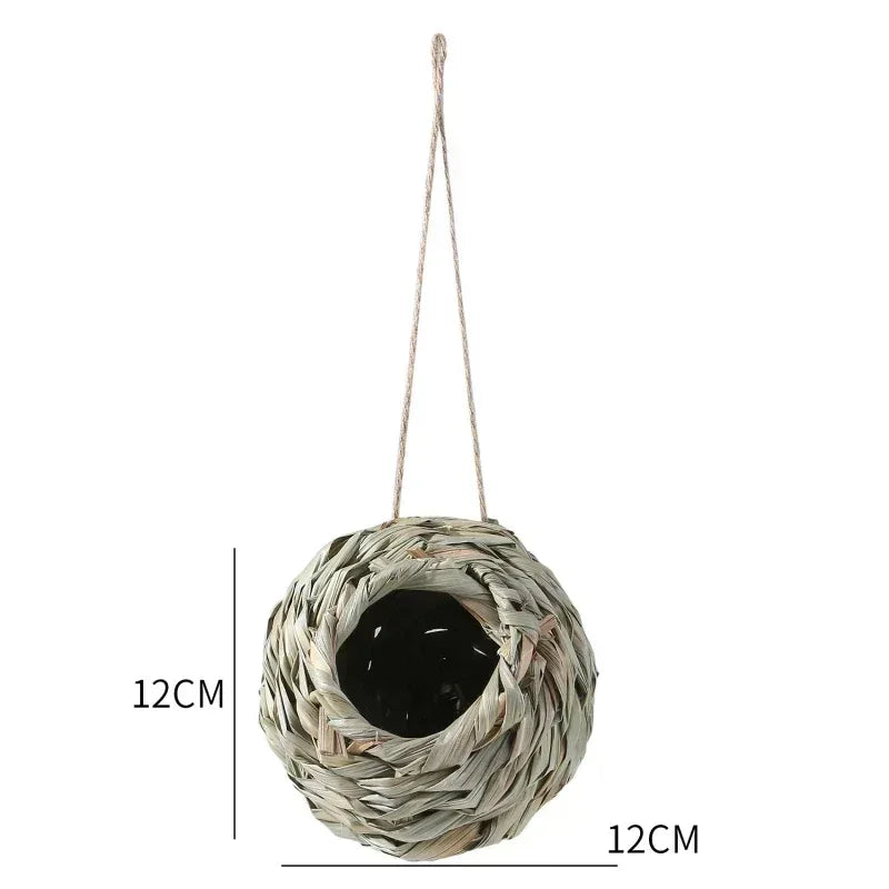 2024 New Birds Nest Bird Cage Grass Egg Cage Bird House Outdoor Decorative Weaved Hanging Parrot Nest Houses Pet Bedroom - Urbizia