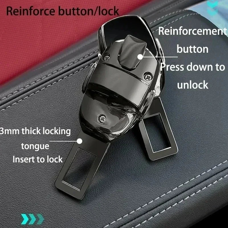2Pcs Car Seat Belt Clip Extender Alloy Safety Seatbelt Lock Buckle Plug Insert Socket Extender Safety Buckle For Tesla Porsche
