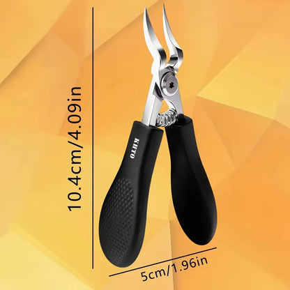 KHTO Professional Heavy-Duty Steel Toenail Clipper with Serrated Blade Thick & Ingrown Nails, Durable Trimmer for Men & Women