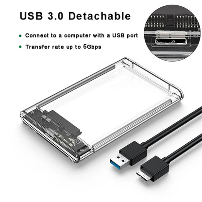 USB 3.0 2.5 Inch SATA HDD SSD External Enclosure 5Gbps