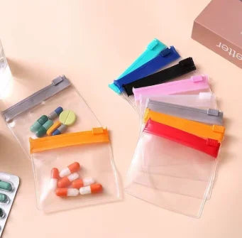 Waterproof Zipper Medicine Pouches Set, 14 Color Designs Weekly Organizer For Daily Supplement Storage