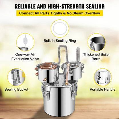 Succebuy 12/30L Alcohol Brewing Distiller DIY Moonshine Apparatus Stainless Steel Still Whisky Beer Brandy Home Appliance