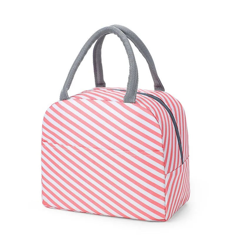 Japanese Style Fresh Student Lunch Bag Insulated Meal Container Carrier for Office Workers Handheld Thermal Bento Bag