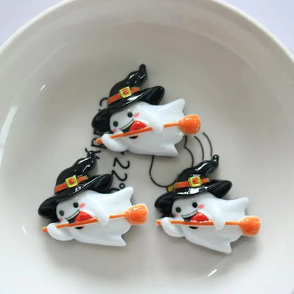 10Pcs Resin Halloween Ghosts, Skeletons & Pumpkins – Flat Back Embellishments