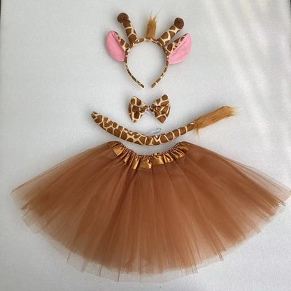 Halloween Giraffe Costume Set – Headband, Tie, Skirt & Gloves for Kids Cosplay & Party