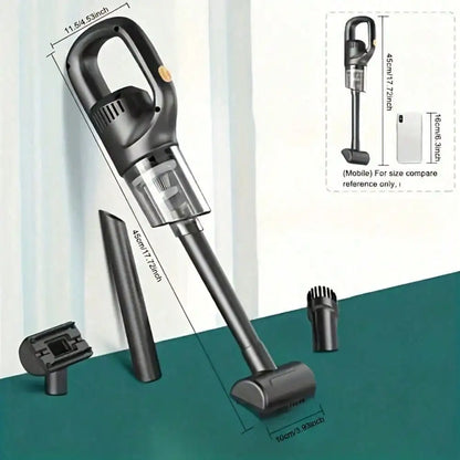 Portable Wireless Handheld Vacuum Cleaner, Car Vacuum Cleaner. Dual Use For Car And Home - Comes With 3 Brush Heads. USB Rechargeable (Includes 1800mAh Lithium Battery). 3100Pa Strong Suction, Detachable Dust Cup. Ergonomic H