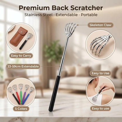 Portable Extendable Back Scratcher Stainless Steel Telescoping Back Scratcher for Both Human and Pets Extendable Back Massager