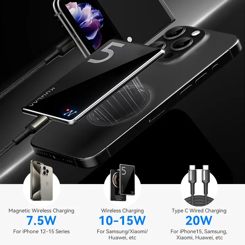KUULAA 5000mAh Magnetic 20W Wireless Power Bank