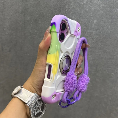 Luxury 3-in-1 Ring Stand Heavy Duty Protective Case For iPhone 17 16 15 14 13 Pro Max Shockproof and Drop-Resistant with Lanyard