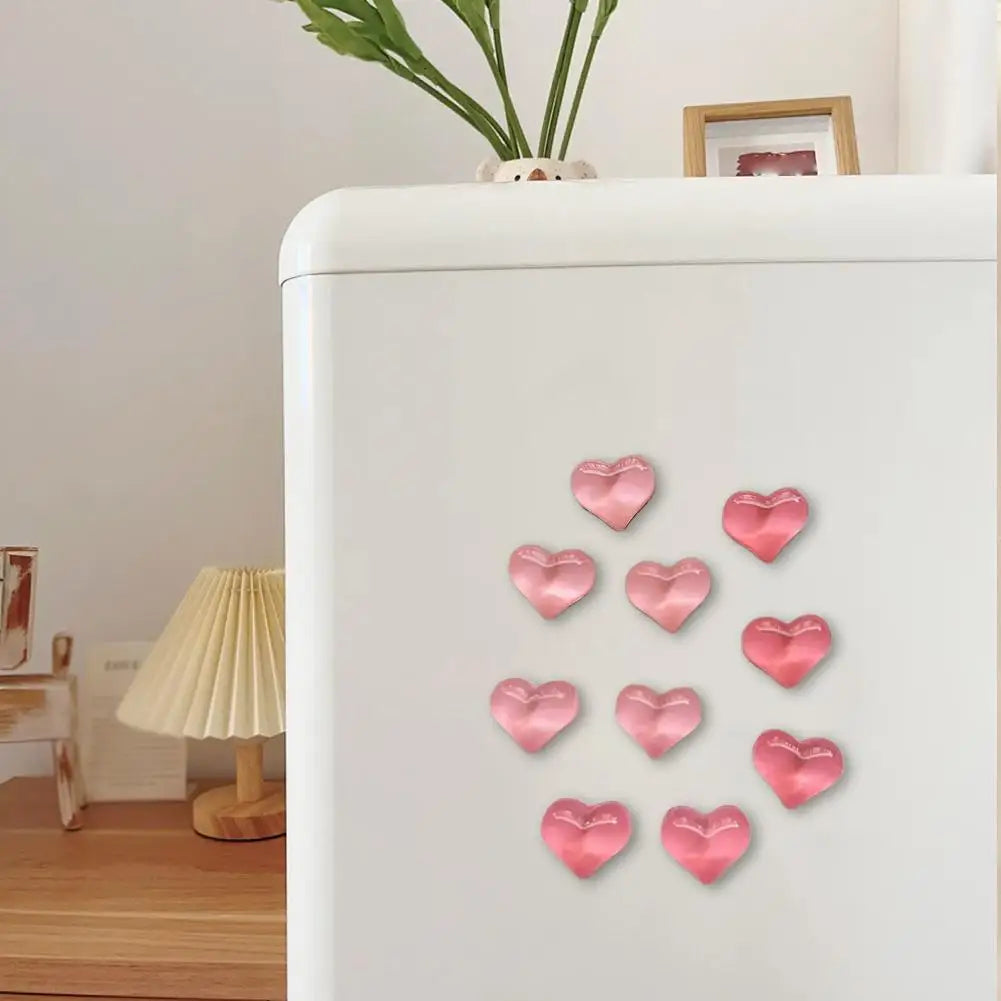10pcs Heart-shaped Resin Refrigerator Magnets - Multifunctional Kitchen and Office Whiteboard Decoration Magnets