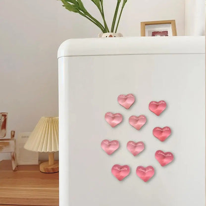 10pcs Heart-shaped Resin Refrigerator Magnets - Multifunctional Kitchen and Office Whiteboard Decoration Magnets