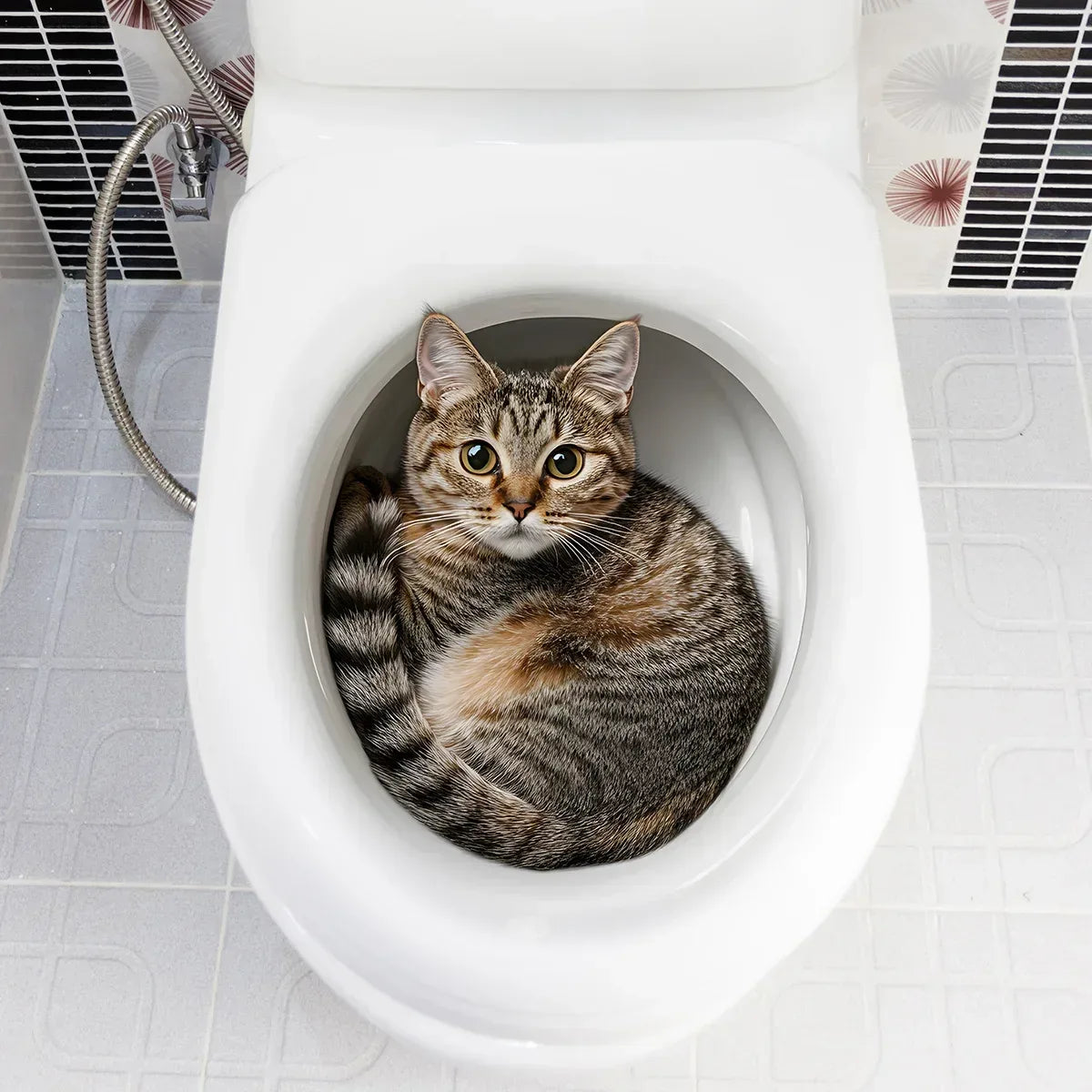 3D Funny Cat Toilet Sticker Bathroom Toilet Cover Sticker Wall Stickers Animal Wc Accessories For Home BathRoom Decoration - Urbizia