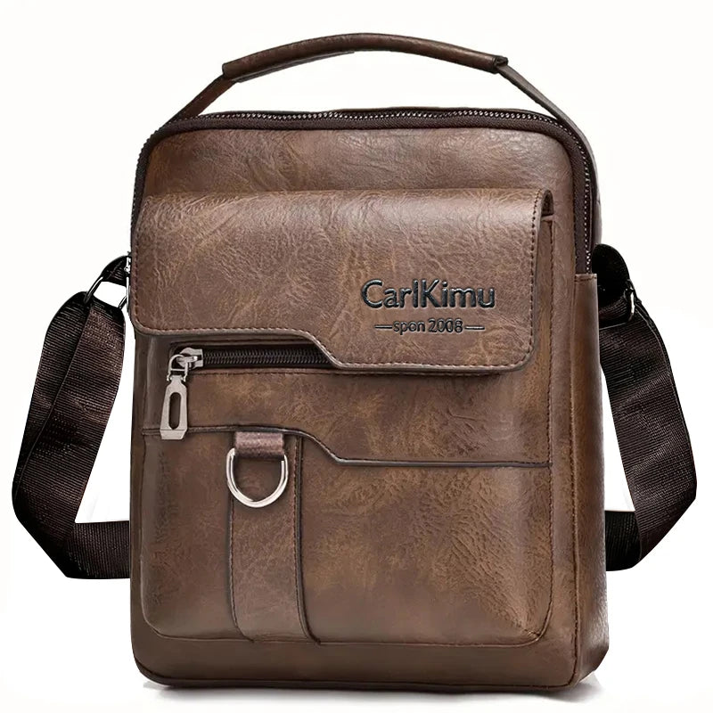 Daily Wear Vintage PU Leather Messenger Bag Fashion Solid Tone Shoulder Purse, Spacious Inner Storage for Male Everyday Items