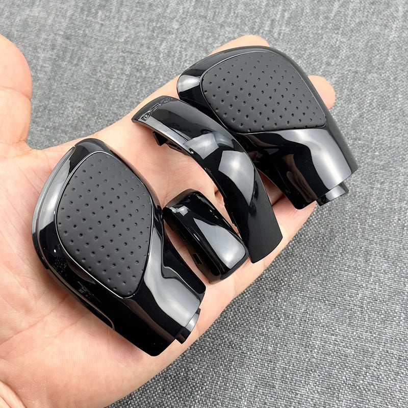 Black Chrome With Suede Leather Gear Shift Knob Side Cover DSG Emblem For VW Golf 6 7 R GTI Passat B7 B8 CC R20 Jetta MK6 GLI