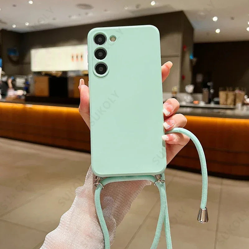 Liquid Silicone Crossbody Lanyard Phone Case for Samsung