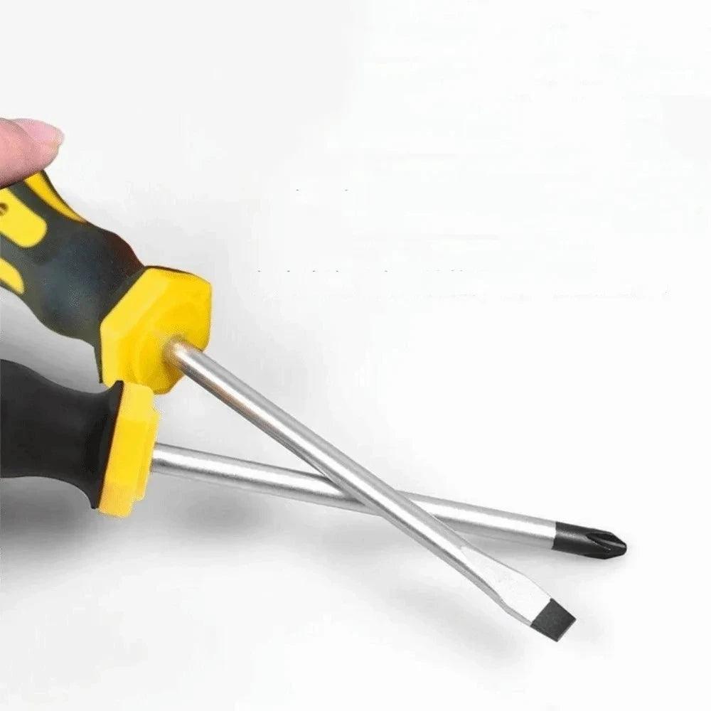 11-Piece Magnetic Screwdriver Set Magnetic Tips Yellow Manual Repair Tool Kit Handy Bucket Cushion Handle for 11pcs/bucket