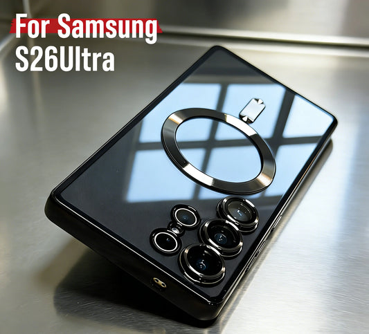 Luxury for Magsafe Magnetic wireless charge Case for Samsung Galaxy S26 S25 S24 S23 S22 Ultra S21 FE Plating Clear Soft Cover