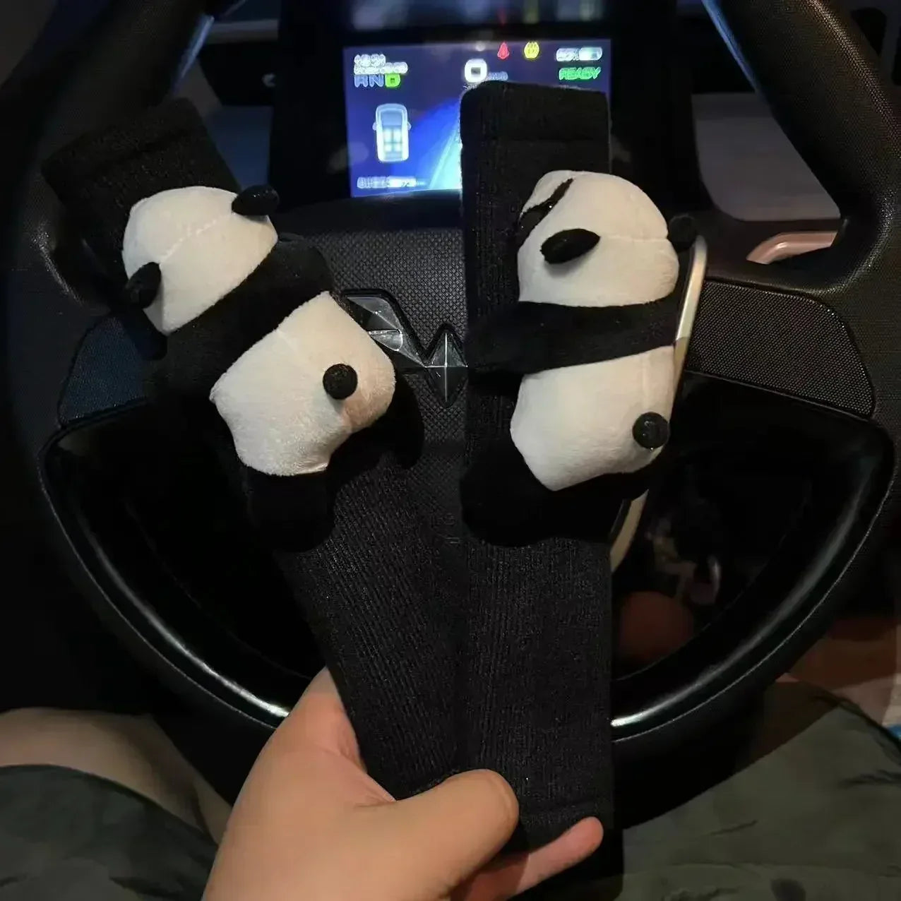 Automobile Safety Belt Decoration Cartoon Panda Safety Belt Shoulder Pad Plush Automobile Accessories Car Decorations - Urbizia