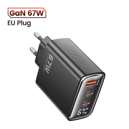Toocki 67W GaN Charger Digital Display Quick Charge 4.0 3.0 Fast Type C USB Charger for Laptop iPhone Samsung Xiaomi Realme POCO