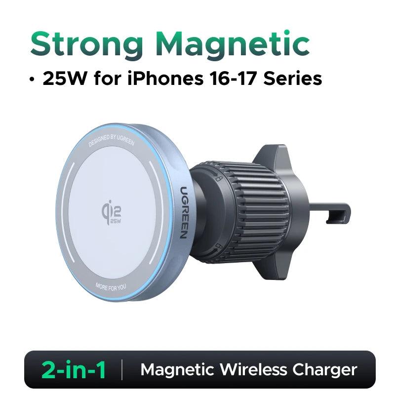 UGREEN Qi2.2 25W 15W Magnetic Car Phone Holder Wireless Charger Stand For iPhone 17 16 Pro Max Charging Magnetic Car Charger