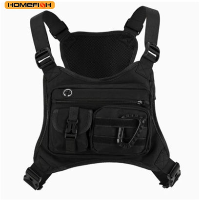 HOMEFISH Outdoor Chest Bag For Men and Women, Tactical Vest For Running, Cycling, EDC Chest Pack Rig For Sports and Workouts
