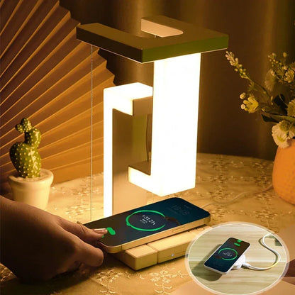 Novelty floating lamp with 10 W detachable wireless charger decorative light for bedroom/office - Urbizia