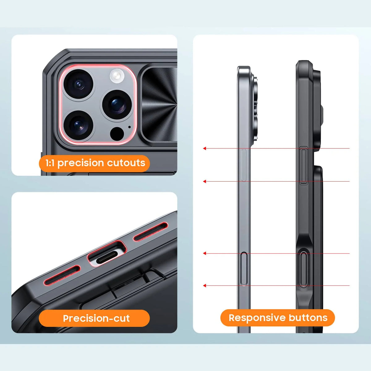 WEFOR for iPhone 18 17 16 15 Pro Max Wallet Card Holder 3-4 Cards Kickstand Slide Camera Cover Wrist Strap Rugged Shockproof
