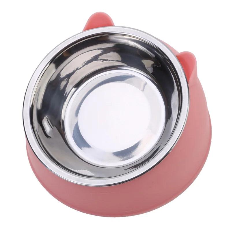 Inclined Stainless Steel Cat and Dog Feeding Bowl