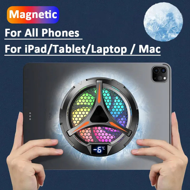 Magnetic Phone Cooling Fan with Aluminum Stand for Tablets & Phones