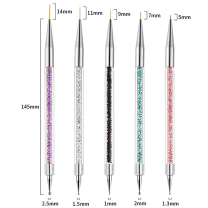 5Pc Nails Art Dotting Pen Acrylic Drawing Liner Supplies Brush Rhinestone Gems Picker UV Gel Painting Manicure Accessoires Tools