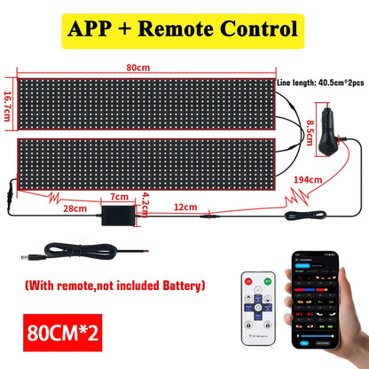 Truck Car Devil Eye LED Pixel Panel Light APP Remote Soft Foldable Lighting Scrolling Flexible For Board Windshield Accessorie