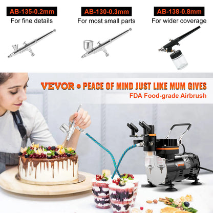 SucceBuy Professional Dual-Action Airbrush Kit 120W Electric Spray Gun Air Brush Painting Art Nail Tattoo Makeup Model Sprayer