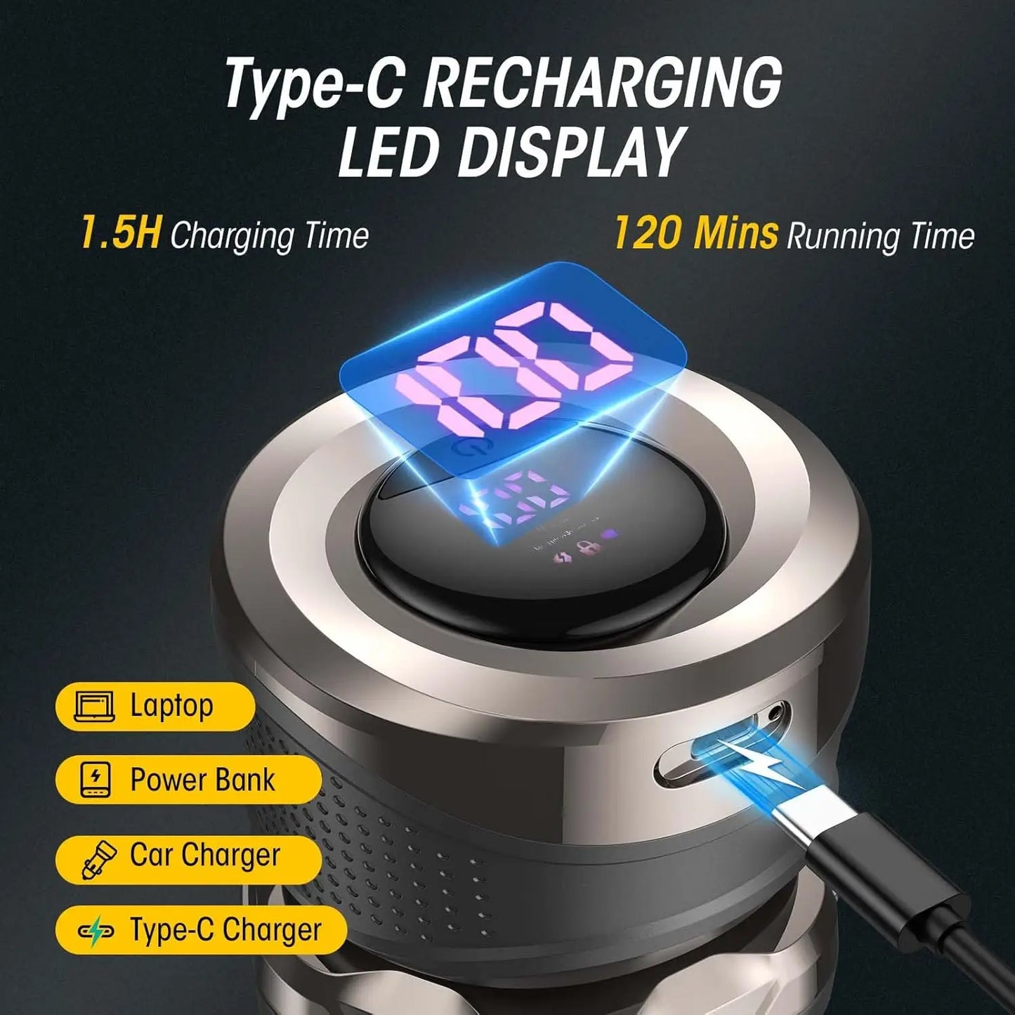 Electric Head Shaver for Bald Men 7D Magnetic Razor Hair Trimmer Rechargeable Shavers for Scalp Face Beard Body Wet Dry Use