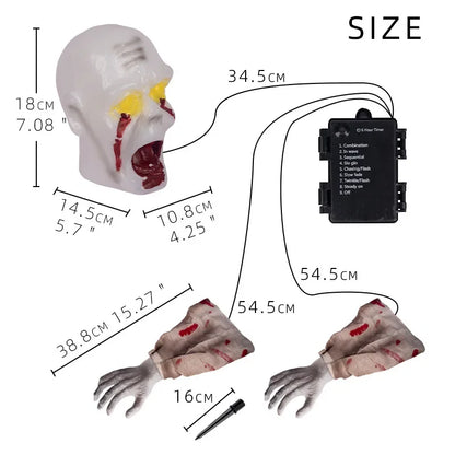 Halloween Glowing Skeleton Decoration – Creepy Ghost Hands Ground Plug Light