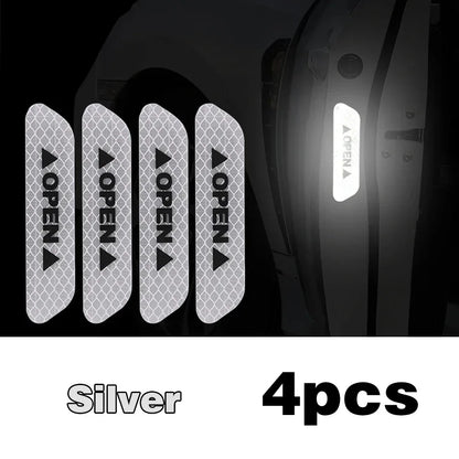 4PCS Reflective Car Door Sticker Safety Opening Warning Reflector Tape Decal Car Accessories Exterior Interior Reflector Sticker - Urbizia
