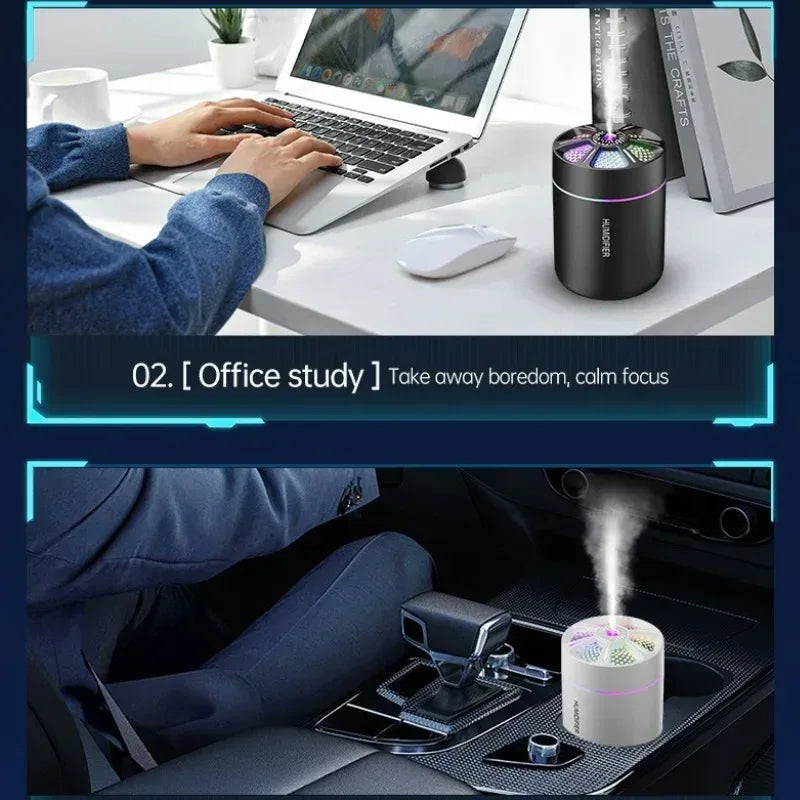 Powerful and Efficient Air Humidifier 180ML Aromatherapy Aroma Diffuser Essential Oil with Colorful Lights for Home Car Bedroom - Urbizia
