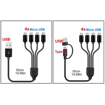 4-in-1 USB Charging Cable Multi Port Splitter