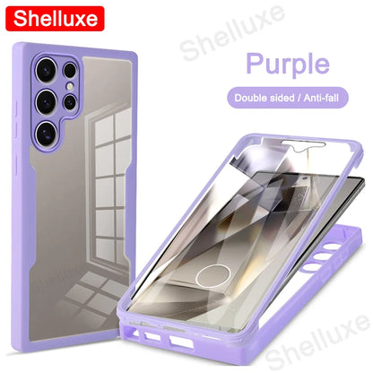 360 Full Body Front+Back Case Shelluxe For Samsung Galaxy S26 S25 Edge S24 S23 Ultra S22 Plus S21 FE Silicone Double Sided Cover