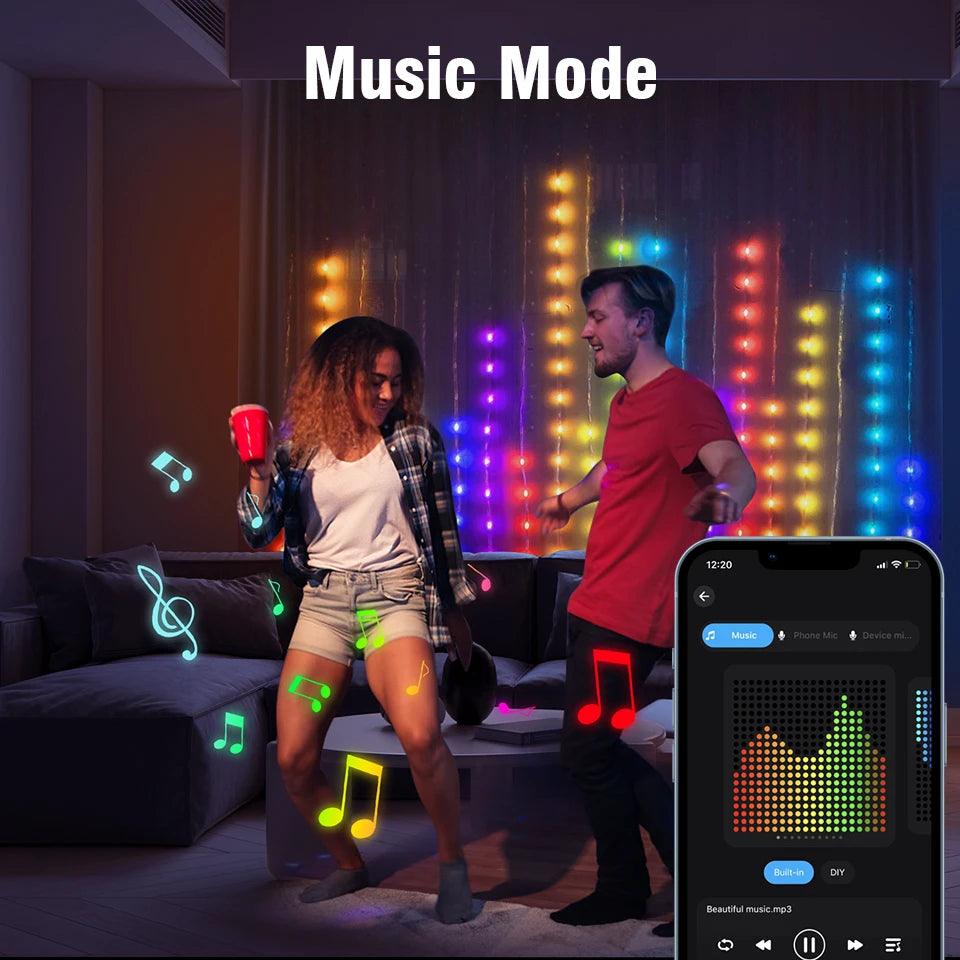 APP Control Smart LED Curtain Lights – USB 5V Fairy Light DIY Text Pattern Display