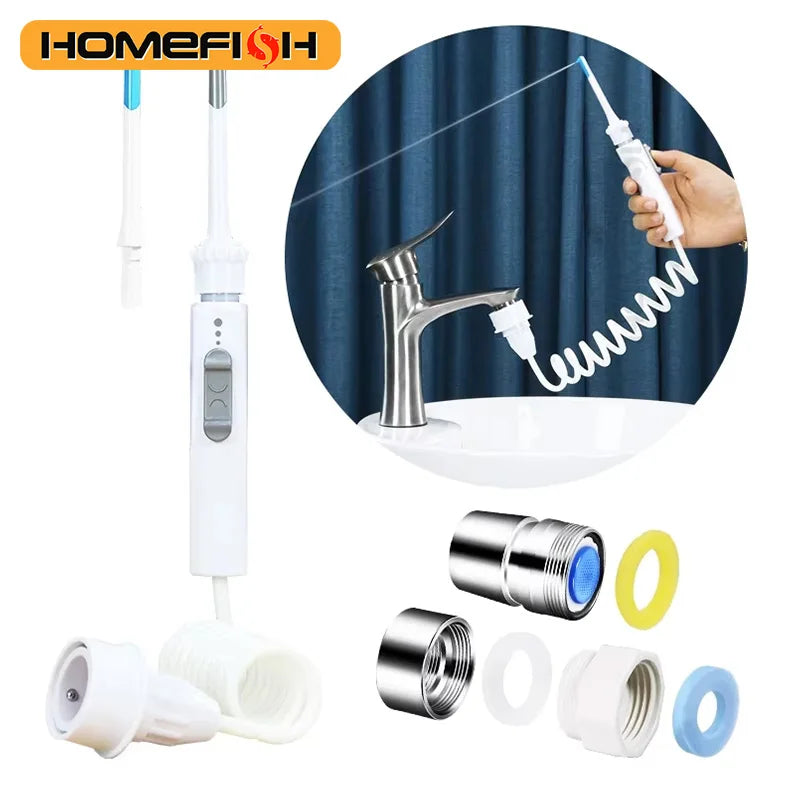 HOMEFISH Detachable Faucet Water Flosser Dental Cleaner Toothbrush - Home Oral Care Device for Deeper Cleaning And Freshness