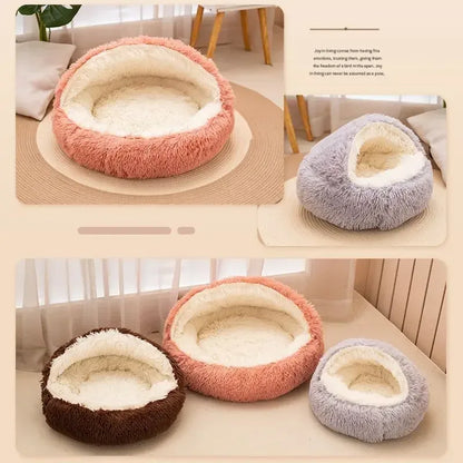2 in 1 Soft Plush Pet Bed 50CM with Cover Round Cat Bed Pet Puppy Mattress Warm Cat Dog Sleeping Nest Cave for Small Dogs Mats - Urbizia