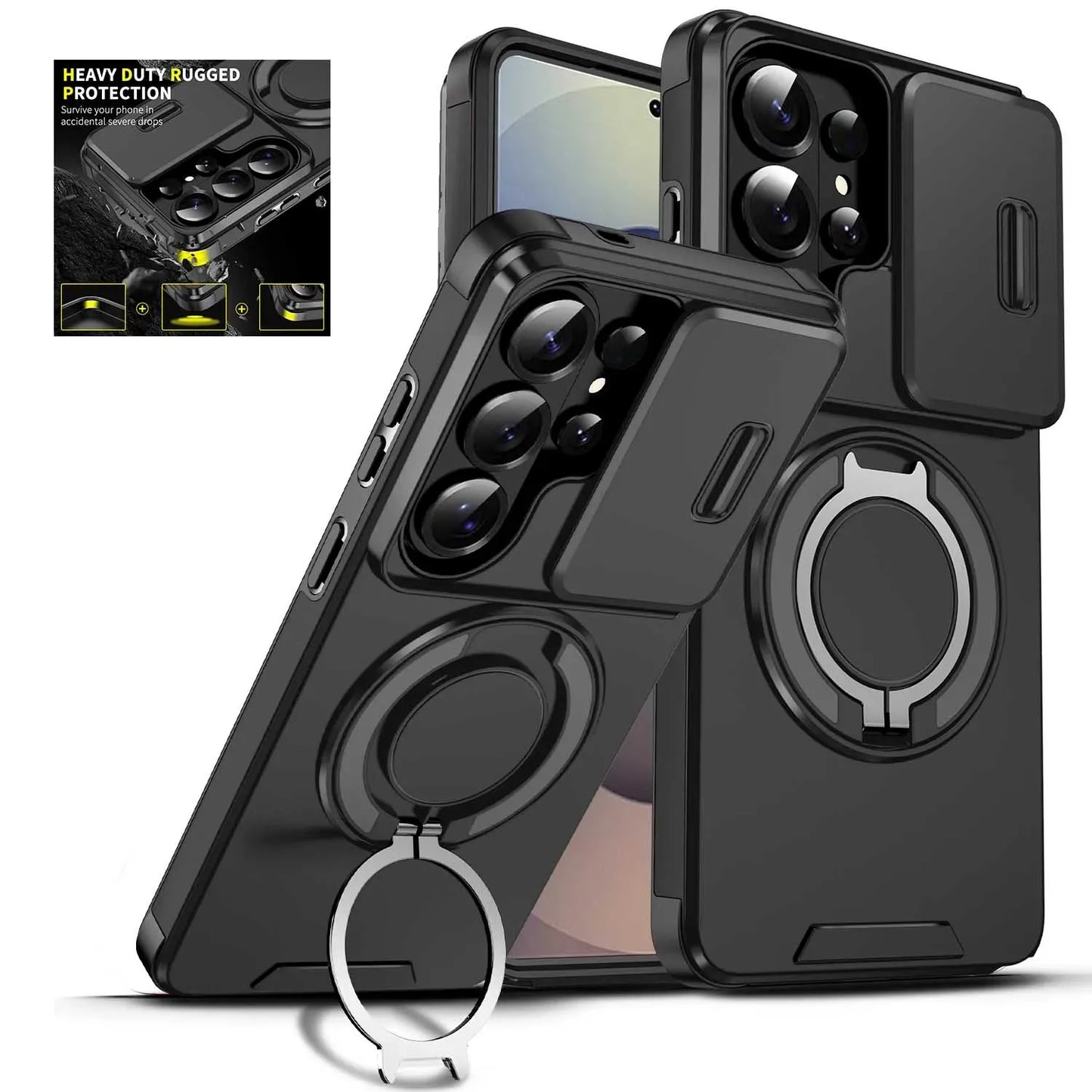 Magnetic Sliding Window Bracket Case for Samsung Galaxy