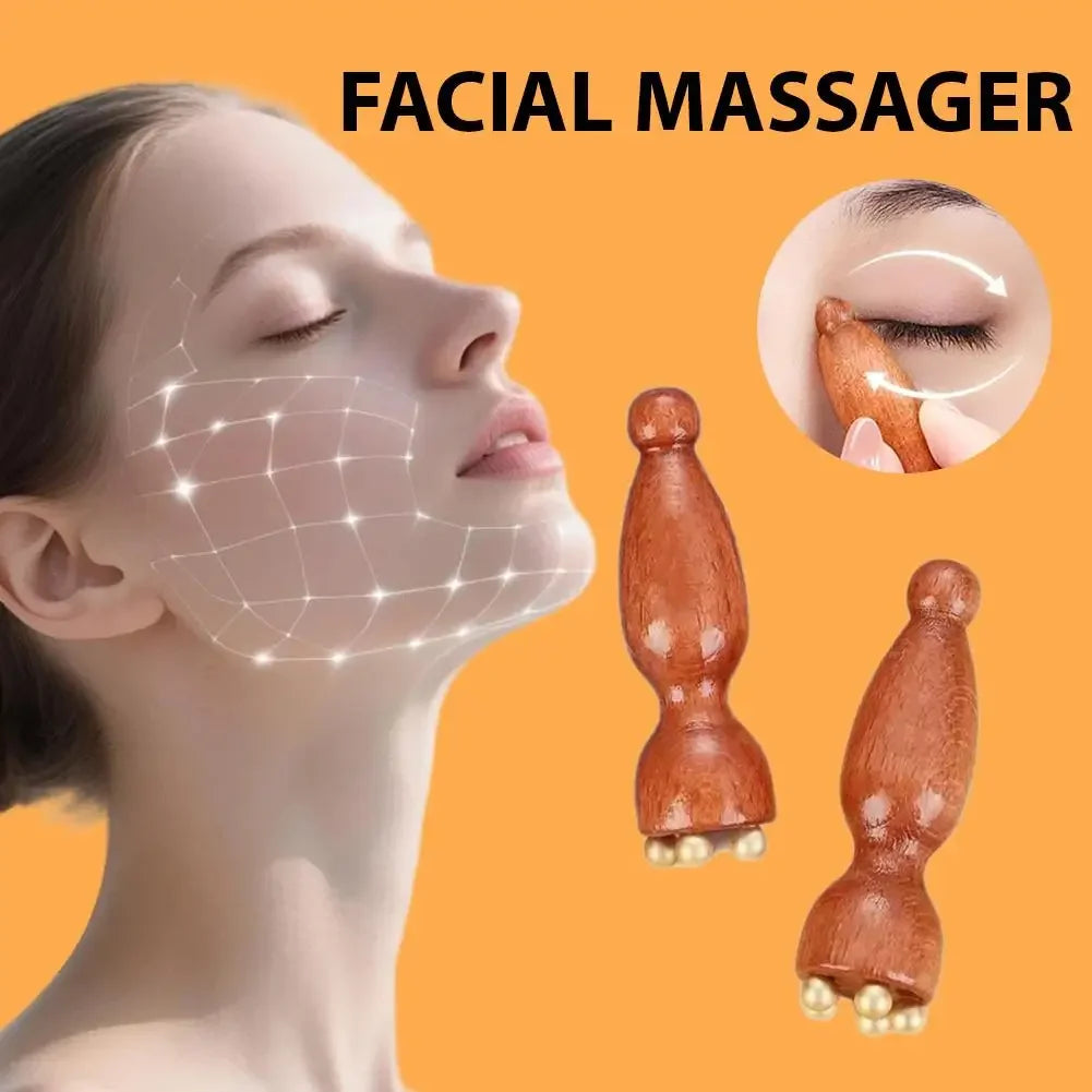 Lymphatic Contour Facial Brush & Brass Lotus Eye Massage Stick Set