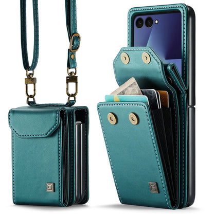 Premium Leather Wallet Card Slots Case for Samsung Galaxy Z Flip7 Flip6 Flip5 Flip7FE Lanyard Crossbody Fashion Protective Cover