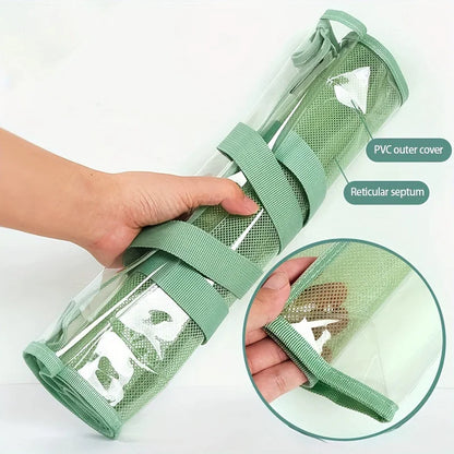 PVC Clear Green Organizer Tote: Multi-Pocket Storage Bag for School Supplies & Office Essentials