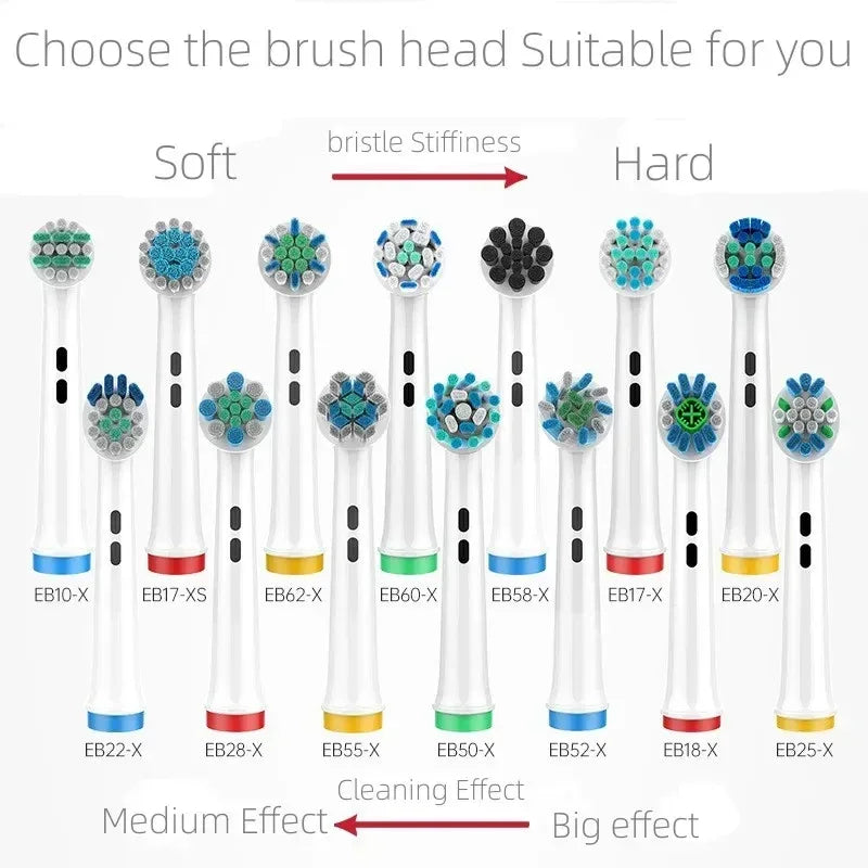 4PCS Dupont Bristle Electric Toothbrush Heads Whiten Teeth/Daily Clean/Precison Cleaning/Soft Care Teeth Function For Oral B - Urbizia