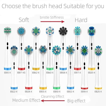 4PCS Dupont Bristle Electric Toothbrush Heads Whiten Teeth/Daily Clean/Precison Cleaning/Soft Care Teeth Function For Oral B - Urbizia