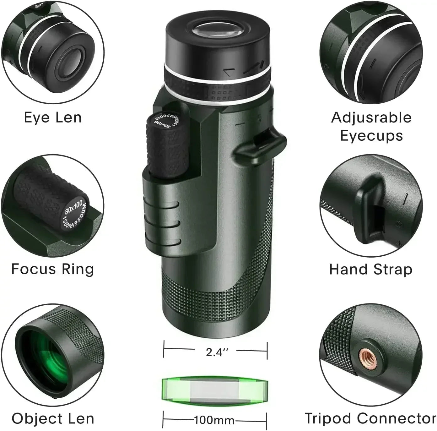 Portabl Powerful 80X100 HD Monocular 50000M Telescope Long Range Zoom With Tripod Phone Clip For Outdoor Hunting Camping Tourism - Urbizia