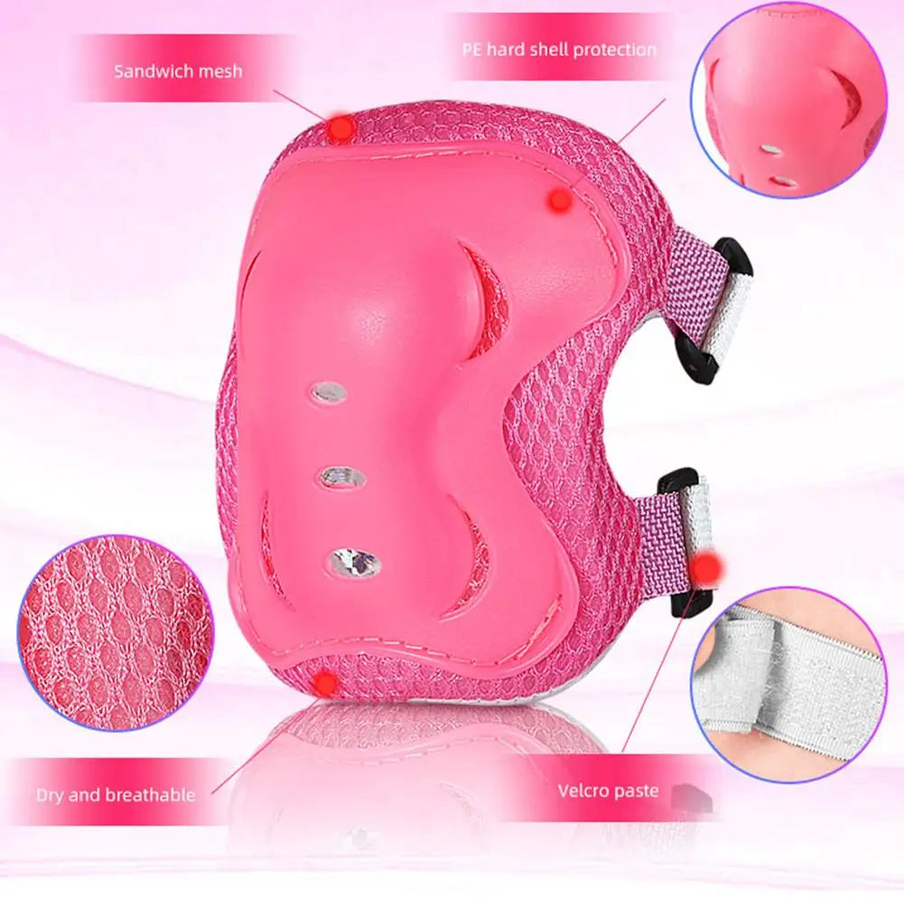 6PCS Kids Protective Gear Set for 3-15 Years, Knee Elbow Pads & Wrist Guards for Skateboard Cycling Skating Scooter